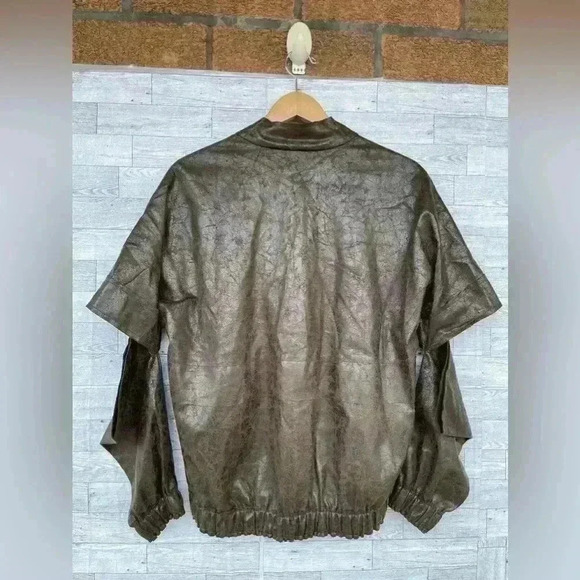 PLANET By LAUREN G VEGAN LEATHER CUT OUT METALLIC JACKET LARGE /1 - Picture 9 of 14